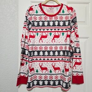 PatPat Mens L Christmas Reindeer Snowflake Tree Pajama Set Top Pants Long Sleeve